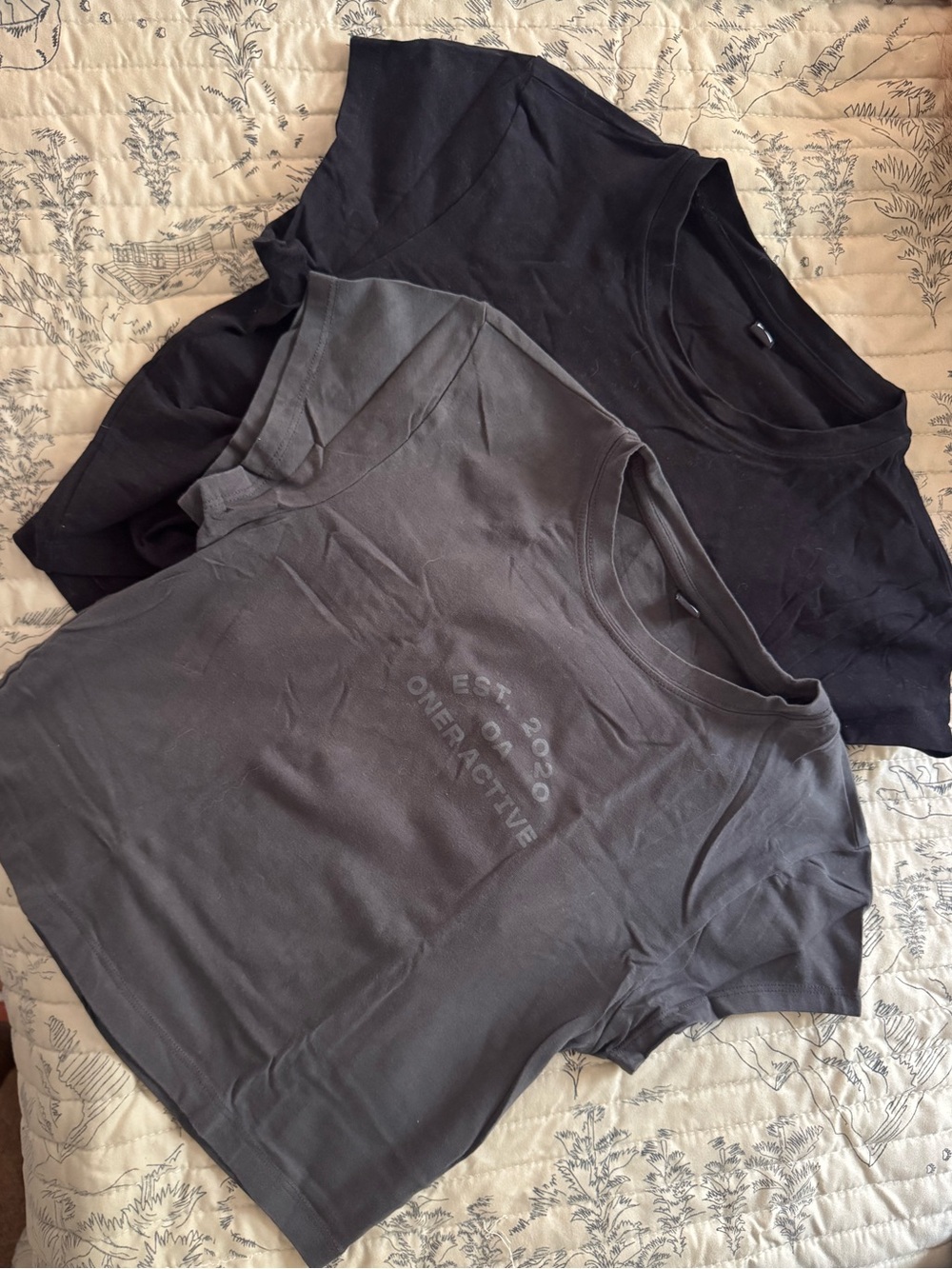 Oner Active Women's Cropped Tee Set - Charcoal and Black - Picture 2 of 3